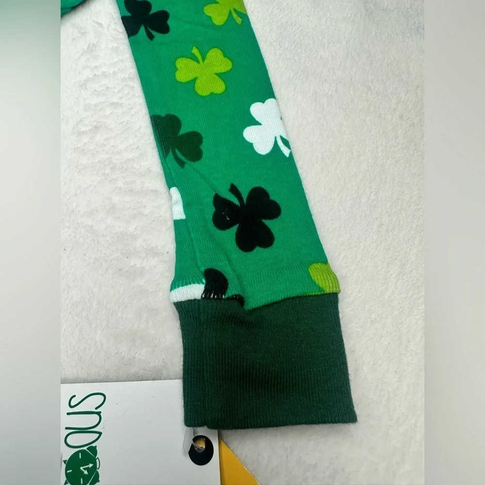 Kids One Piece Capri Pajamas Long sleeve Snooze Green Shamrock 100% cotton